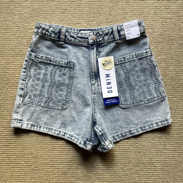 Target Girls High Waisted Denim Shorts Blue Size 14 BNWT