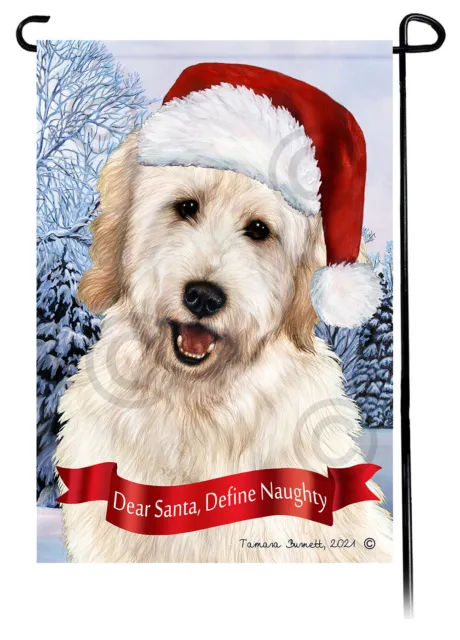 Dear Santa, Define Naughty Garden Flag - White Goldendoodle 065D