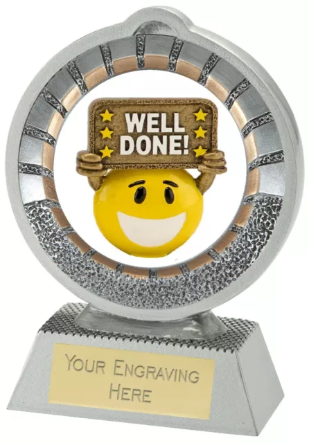 WELL DONE EMOJI Smiley Face Comical Resin Trophy Award Free Engraving ...