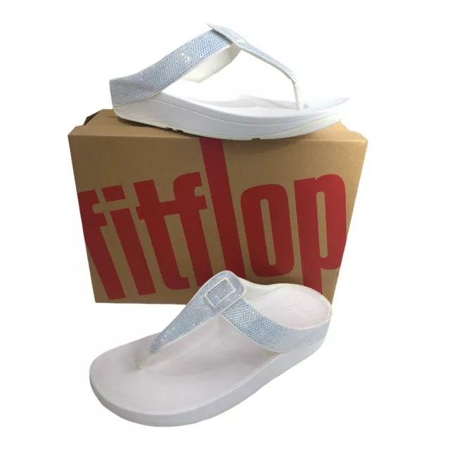 Fit Flops Womens Sandals Size 11M White Isabelle Crystal Toe Post Thongs Shoes