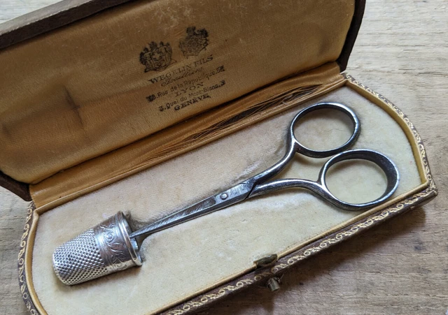 NICE FRENCH ANTIQUE SEWING SET CASE BOX 2 ITEMS EARLY XX th. C.