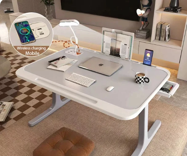 Alomejor bureau de lit Bureau d'ordinateur portable pliant en bambou portable plateau de support