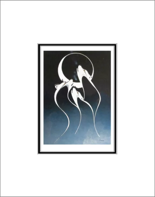 ECLIPSE WITH WOLF SPIRITS by Ojibway artist Rick Beaver - 11" x 14" Matted print