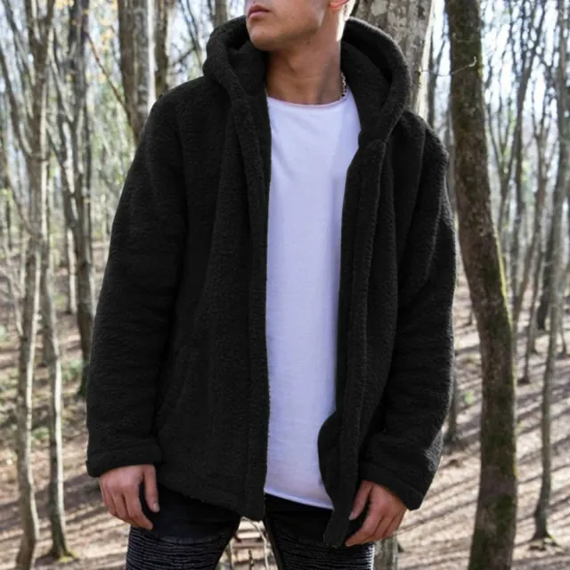 Mens Thick Warm Fleece Lined Hooded Hoodie Winter Zip Up Coat Jacket Sweatshirt