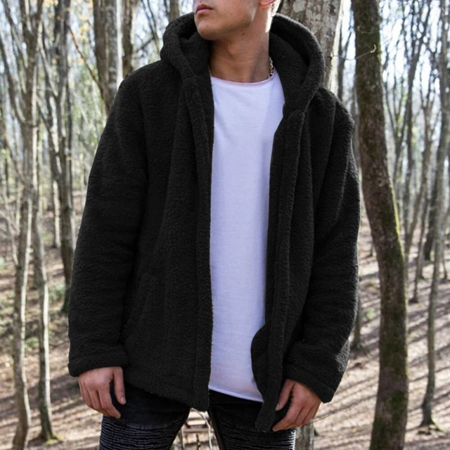 Mens Thick Warm Fleece Lined Hooded Hoodie Winter Zip Up Coat Jacket Sweatshirt