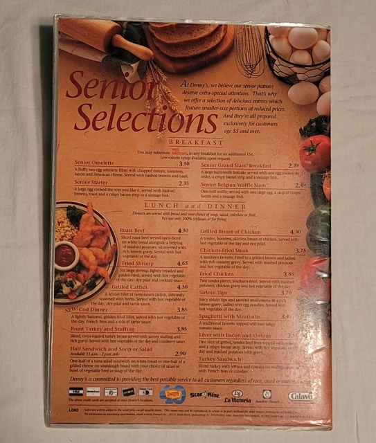 Denny's 40th Anniversary Menu ©️1993; Laminated; Used; ~13¼"×18⅛" Fully Opened; 16