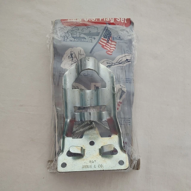 Vintage Flag Pole Bracket 3/4” Holder Steel Usa Made Annin Flags Screws Included