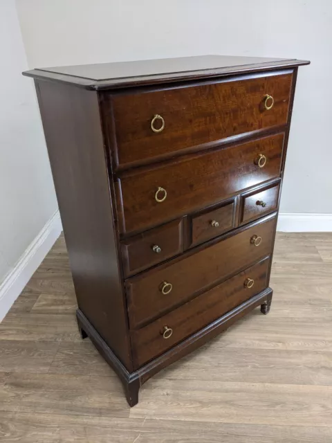 CHEST OF DRAWERS Stag Minstrel Mahogany Tallboy 7 Drawer Brass Ring Handles 2