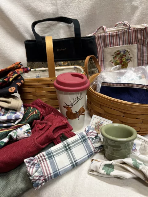 LOT Of LONGABERGER Baskets(2),  14 Liners, Travel Cup, Magnet, 2 Bags- Nice!