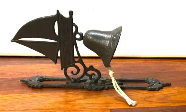 Vintage Bell Cast Iron Wall Mounted Nautical Sail Boat Nautical Door 14"