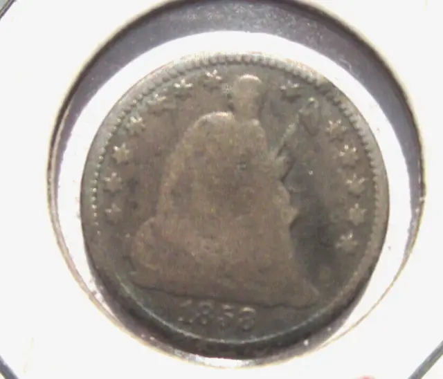1858 SEATED LIBERTY HALF DIME INVERTED DATE 5c COIN PHILADELPHIA MINT RARE COIN