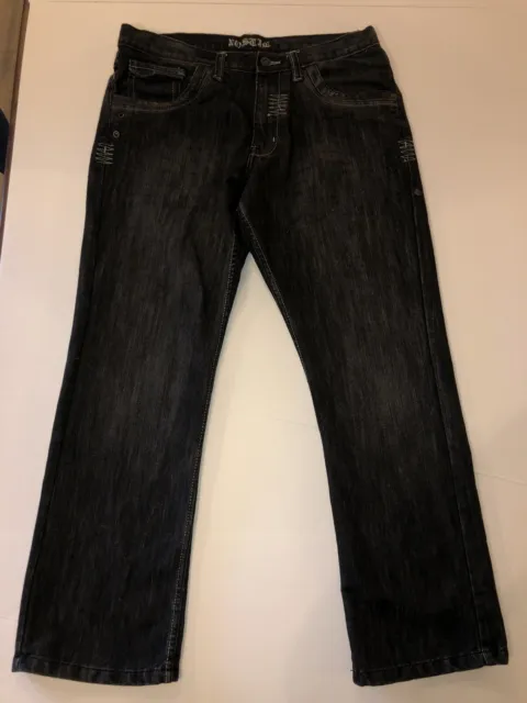 Mens Nostic  Distressed Black Jeans 36 x 32 With Flap Back Pocket 