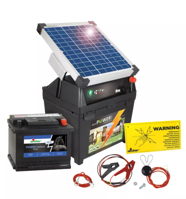 Komplettset: Weidezaungerät Solar 12v, mit 10 Watt Solarpanel & Akku inkl.