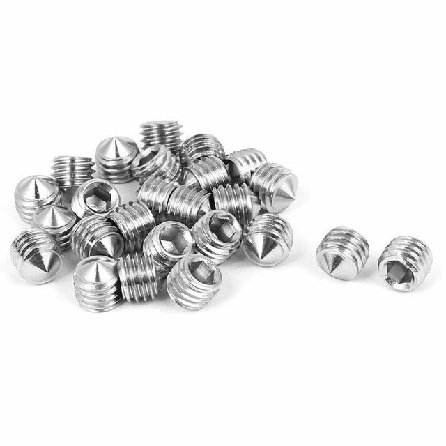 M8x8mm Stainless Steel Cone Point Grub Screws Hex Socket Set Screw 25pcs