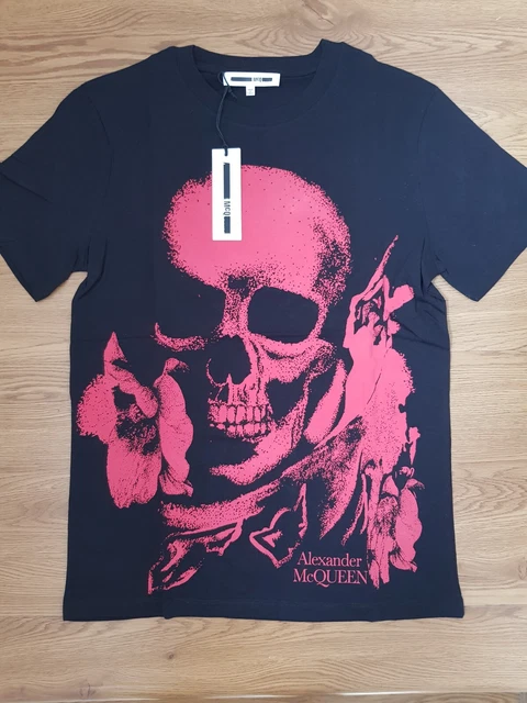 T-shirt nera MCQ Alexander McQueen stampa teschio, nuova di zecca ed etichettata.