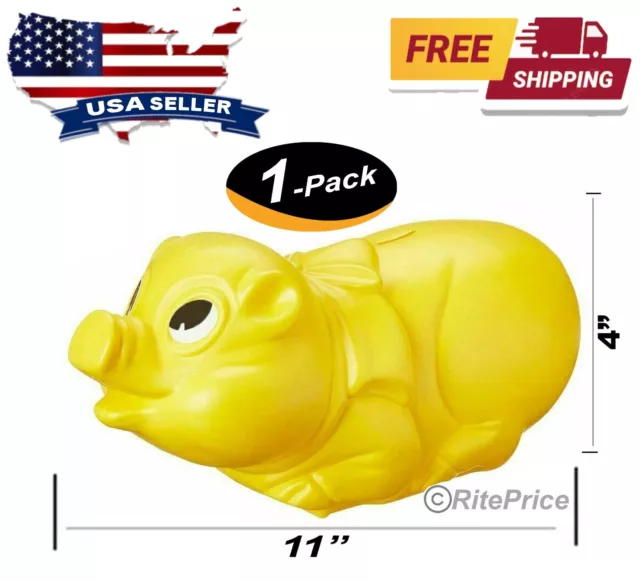 11" Plastic Piggy Bank (Yellow) Saving Money The Fun Way Tuff Pig Big - (1 Pack)