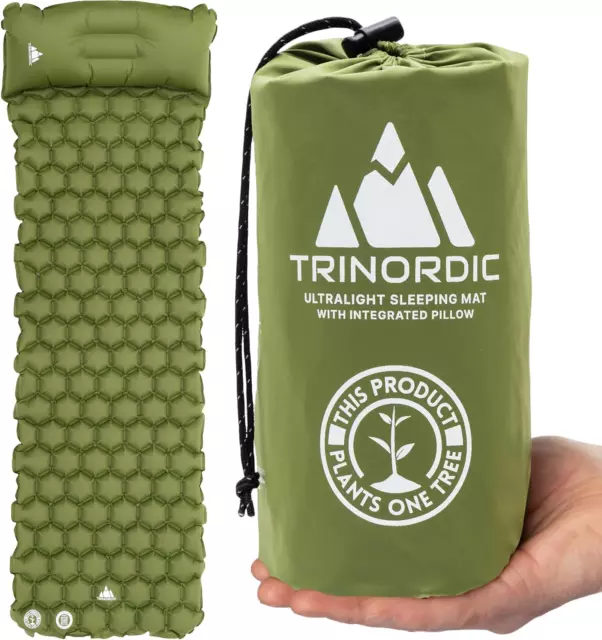 TRINORDIC Campingmatte ultraleichte aufblasbare Schlafmatratze mit Kissen, Bett