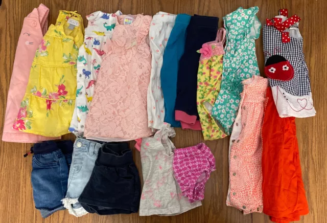 Baby Girl 12M Spring/Summer Clothes Lot, 17 Items With Dresses and Shorts