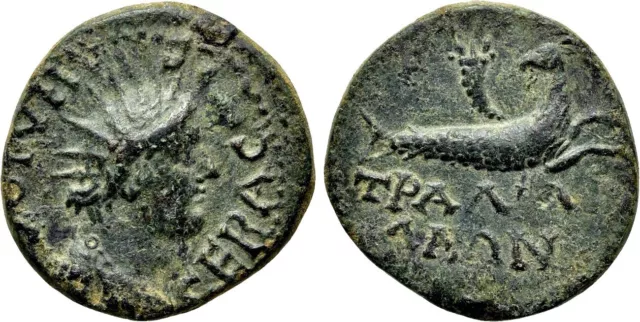 *AET* TRALLES (Lydia) AE18. VF+/EF-. Late 1st century AD. Capricorn.
