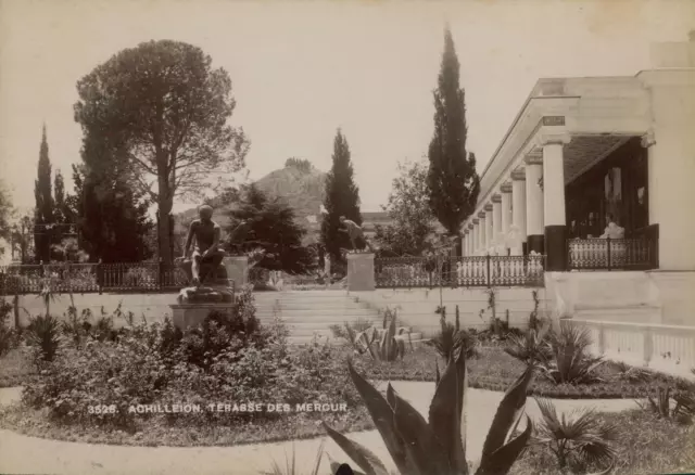 Grèce, Corfou, Achilleion, Terrasse de Mercure, ca.1890, Vintage albumen print v