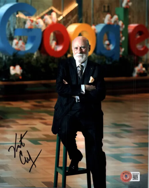 Vint Cerf Signed 8X10 Photo Beckett Bas Coa Inventor Father Of The Internet 5