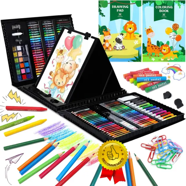 Juego de Arte de 276 Piezas para Dibujo y Pintura Lapices Colores Pinzas Acuarelas Kit