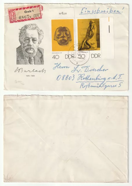 96667 - Mi.Nr. 1611-1612 - FDC, Einschreiben - Greiz 22.9.1970 nach Rothenburg