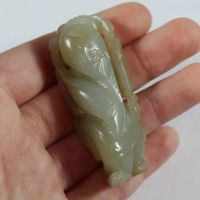 Antique Qing Dynasty Carved Old Man Jade Pendant