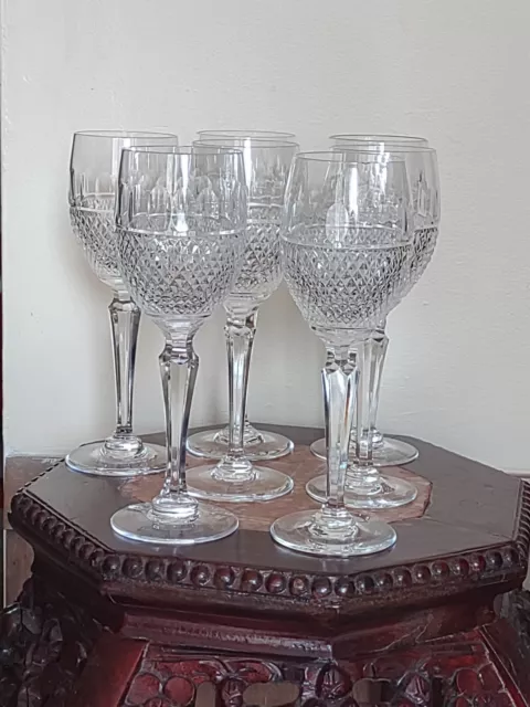 7 Rare Dartington UK Cut Crystal Wine Glasses