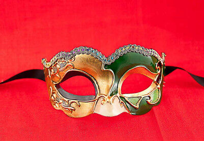 Mask from Venice Colombine Civet Nuvella Green And Golden for Fancy Dress 685