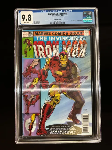 Captain America #695 CGC 9.8 (2018) Lenticular - Iron Man #126 cover homage