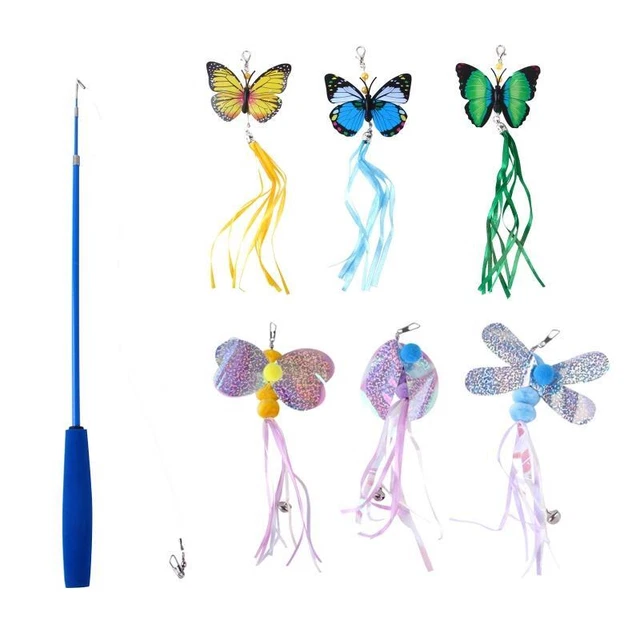 7 Pcs/Set Interesting Teaser Cat Toy Kitten Teaser Stick with Replacement Refill