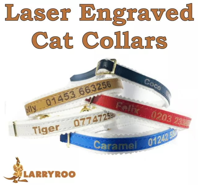 Personalised Cat Kitten Collar ID Tag, Laser Engraved, UK Made, Ancol Quality