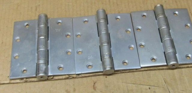 3 Vintage Soss  5" X 4.5"  Heavy Duty Satin Chrome Ball Bearing Door Hinges