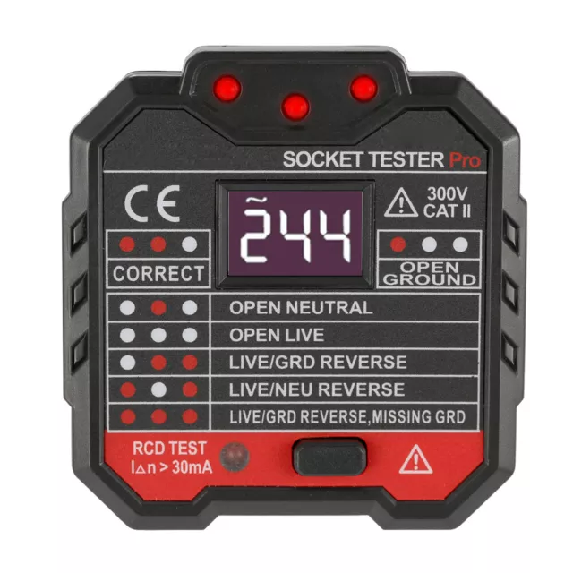 UK  Professional Socket Tester RCD Leakage Switch  Wall  / S9Q4