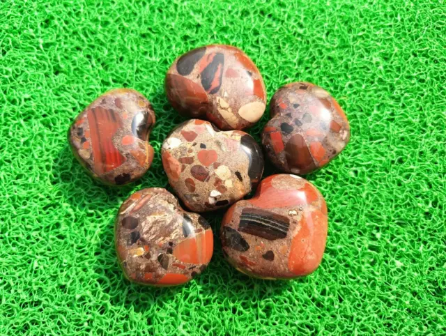 Heart Stone Natural Red Jasper Conglomerate 40 to 50 mm Lot of 2Pcs.