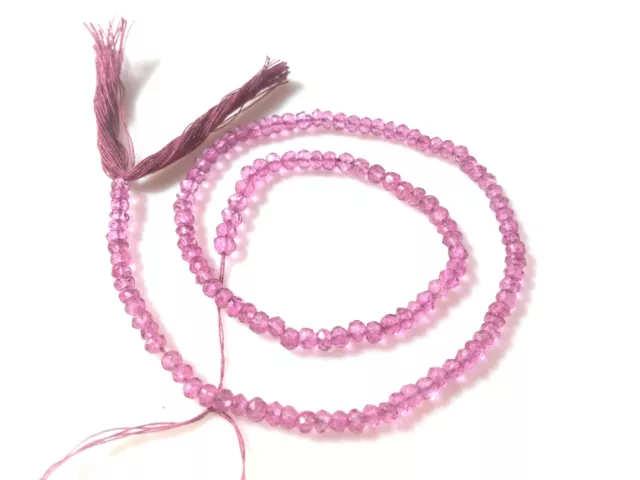 Pink Topaz Coated Rondelle Faceted 3-4mm Pink Topaz Loose Beads 13"inch 1 Strand