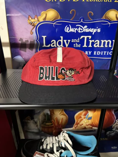 Vintage Chicago Bulls x Looney Tunes Snapback Hat Cap Red Black Taz YOUTH  1996