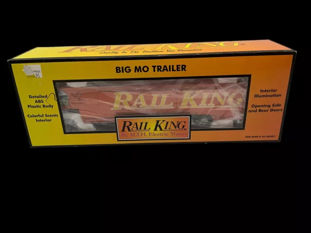 Rail King MTH 30-5004, Big Mo Trailer w/ Lighting/ Opening Side Doors, NIB 2