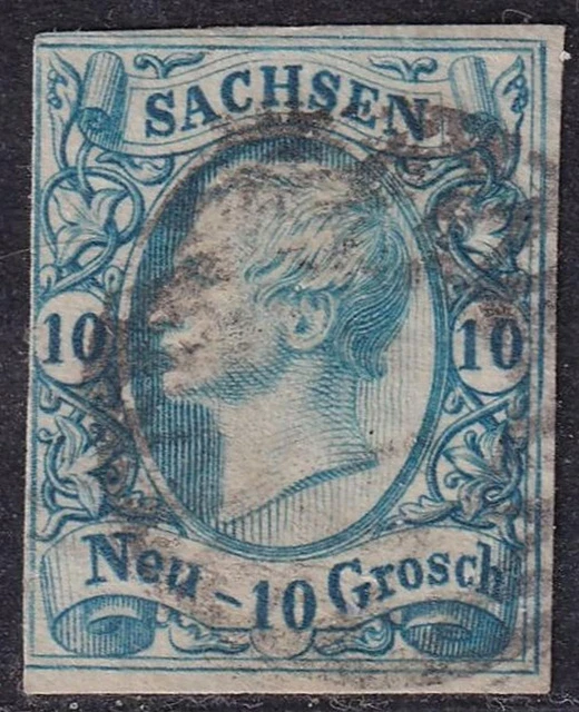 Sachsen MiNr 13 a Nummerngitterstempel