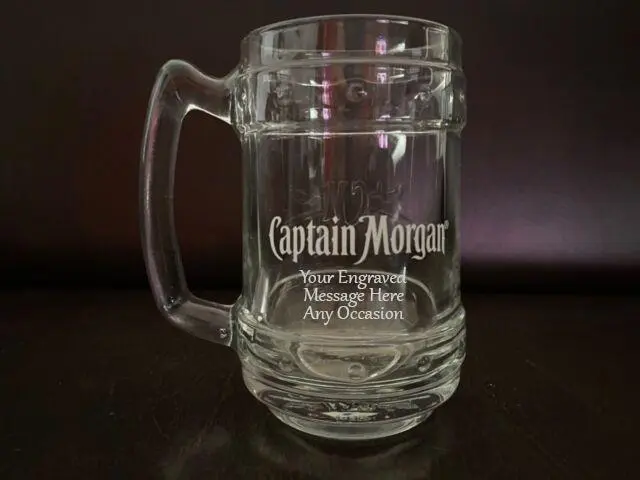 Personalised Captain Morgan Rum Tankard Glass Engraved Message Original Glass