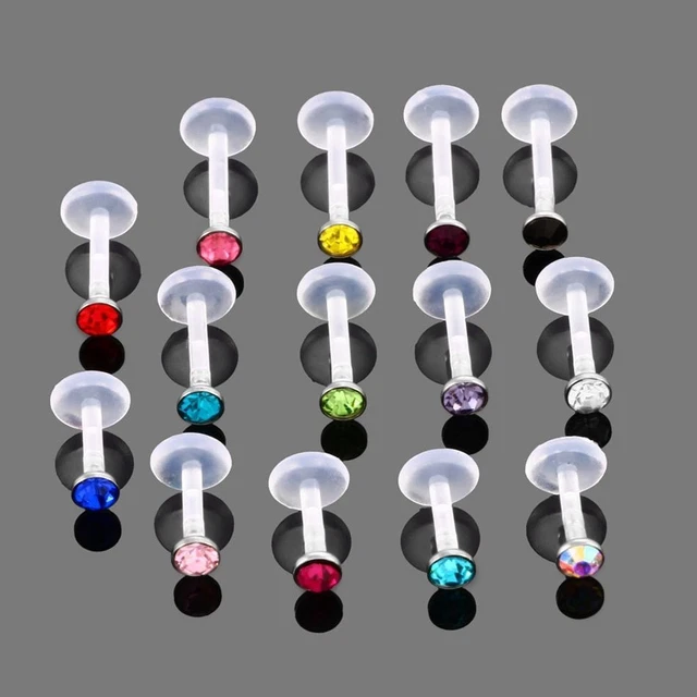 Bioplast Lip Rings - Cartilage Ear Studs Rings Body Piercing Trendy Jewelry 14PC