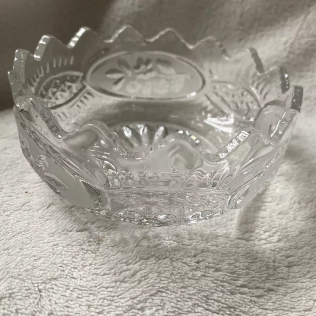 Elegant small glass  bowl ….,,treats,  sugar cubes etc Fluted Rim