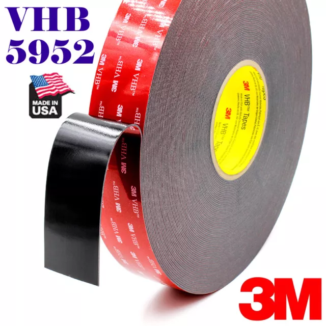3M 1"In x 9'Ft VHB #5952 Double Sided Foam Adhesive Tape Automotive Mounting