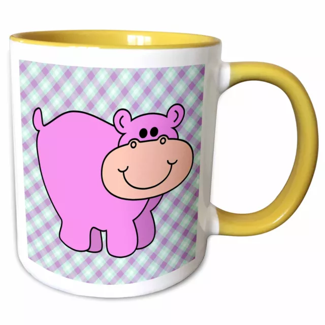 3dRose Cute Little Pink Lavender Hippo Hippopotamus Cartoon Mug