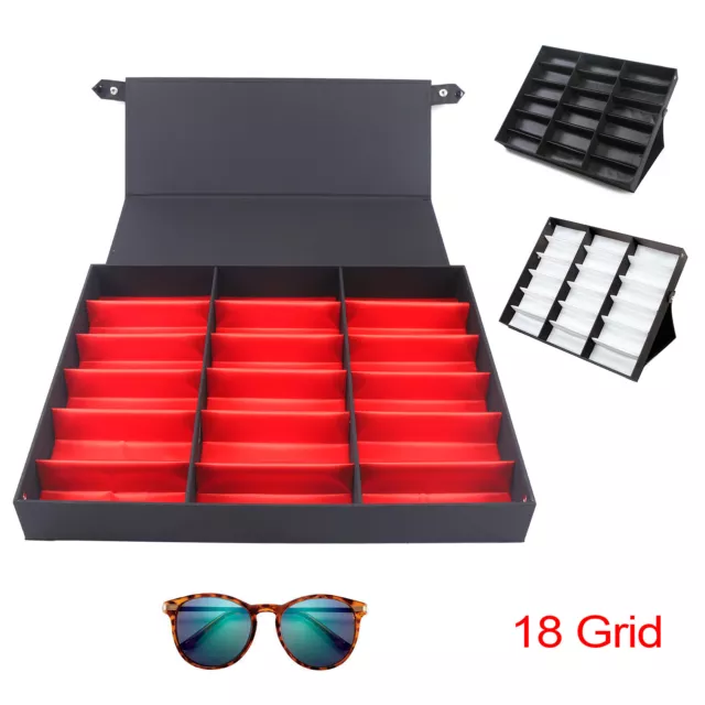 18 GRIDS EYEGLASS Sunglasses Glasses Storage Stand Display Case Box ...