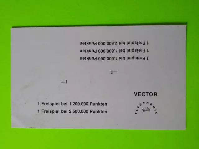 Vector Pinball Machine German Text Score Card Original 1981 Game Paperwork