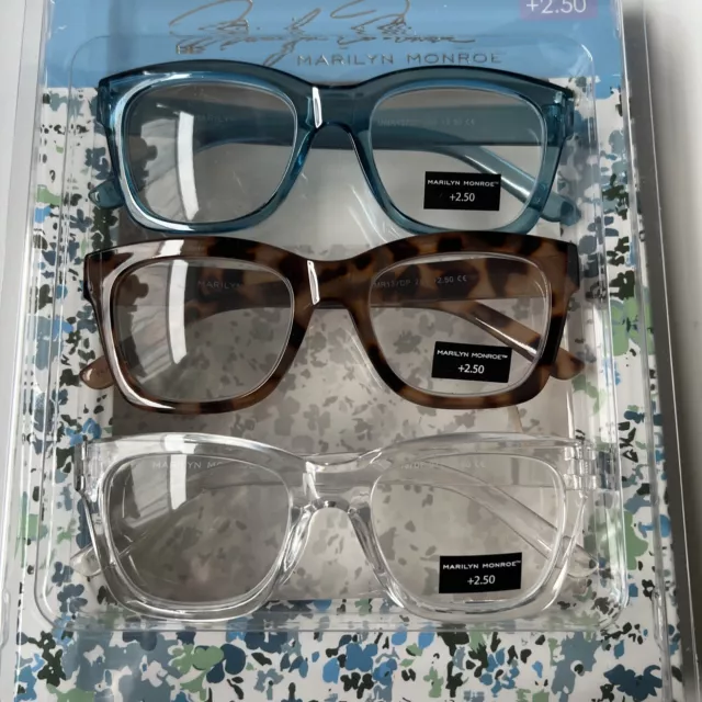 MARILYN MONROE PREMIUM 3-Pack Reading Glasses Readers +2.50 New $10.00 ...