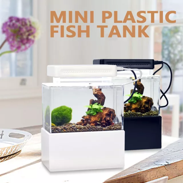 Mini Fish Tank Desktop Acrylic Aquarium Tank Bowl for Goldfish Betta Small Fish 2