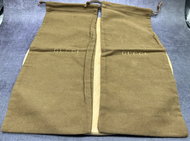 GUCCI Dust Bags Logo Brown Drawstring Soft Travel 16” X 6.5”
